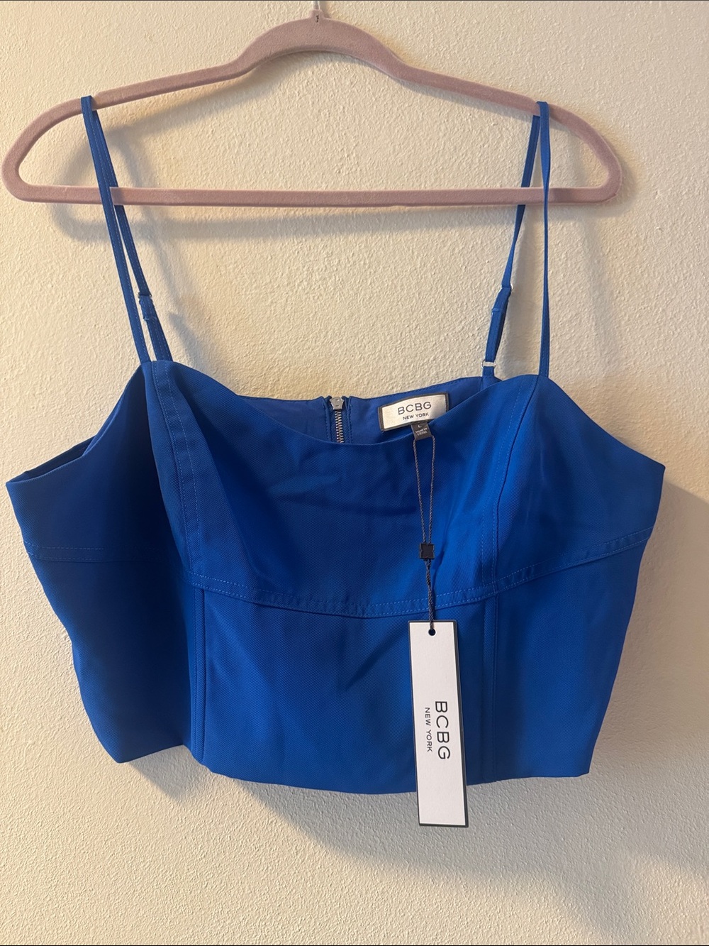 BCBG Royal Blue Spaghetti-Strap Crop Top